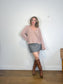 HELMUT LANG Designer Wool & Cashmere V-Neck Knit Sweater in Dusty Rose (Size L)