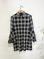 Alice + Olivia "Jem Trumpet Sleeve Shirt Dress in Black Plaid" (Size XS)