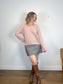 HELMUT LANG Designer Wool & Cashmere V-Neck Knit Sweater in Dusty Rose (Size L)