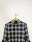 Alice + Olivia "Jem Trumpet Sleeve Shirt Dress in Black Plaid" (Size XS)