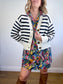 Sezane "Wilson Cardigan" in Ecru/Marine (Size S/M)