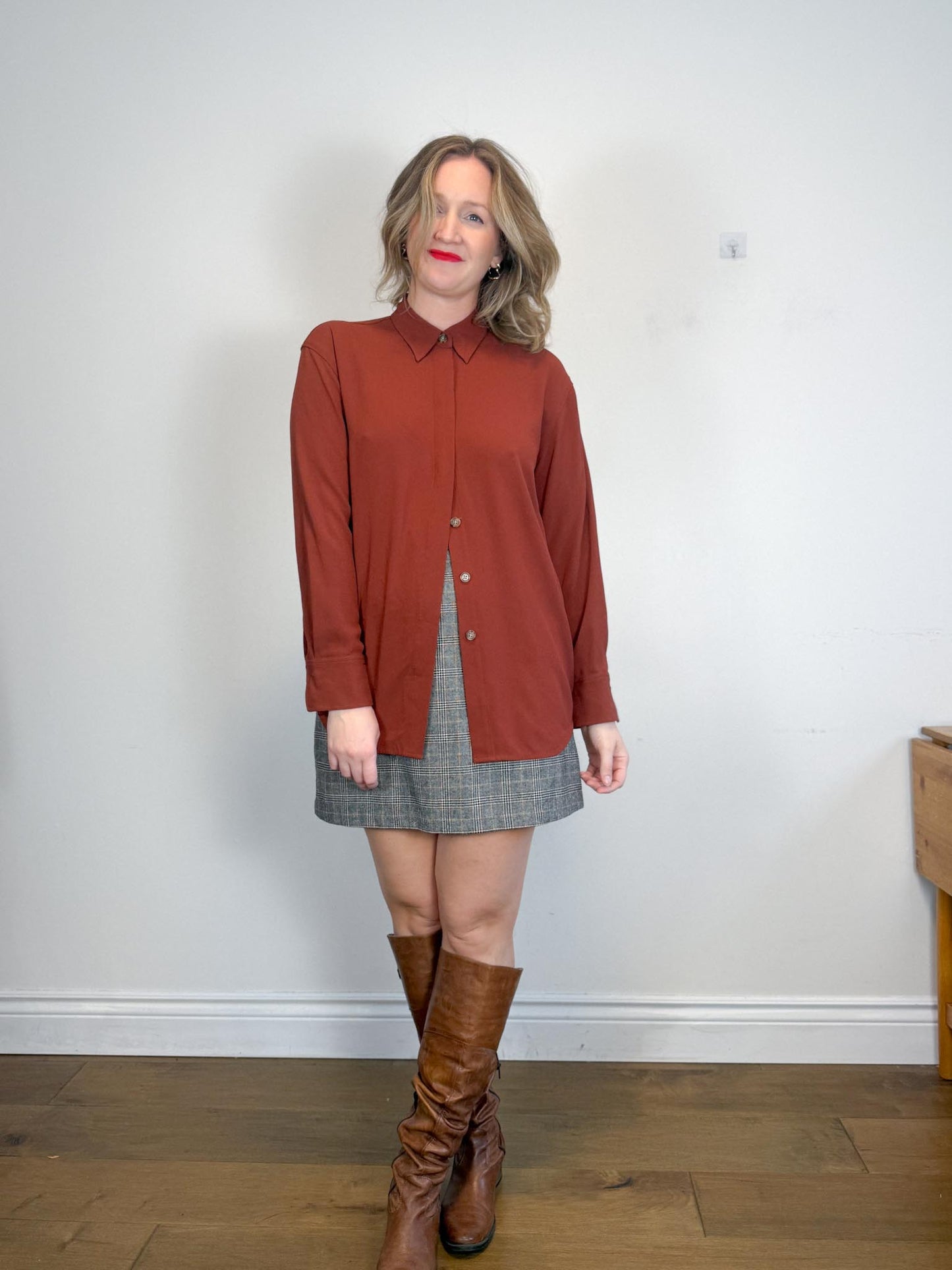 Hudson North Plaid Wool Mini Skirt (Size 14)