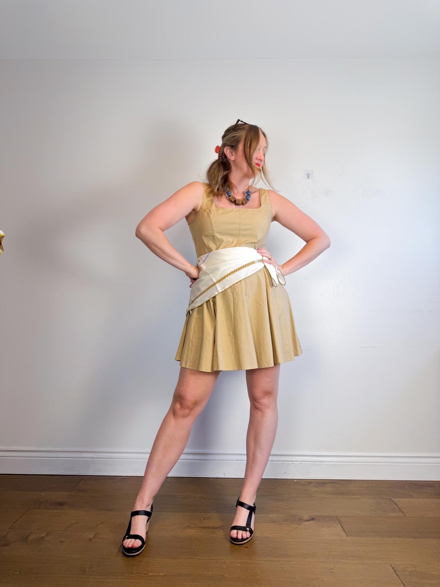 Gap Square Neck Line Mini Dress in Beige NWT (Size 12)