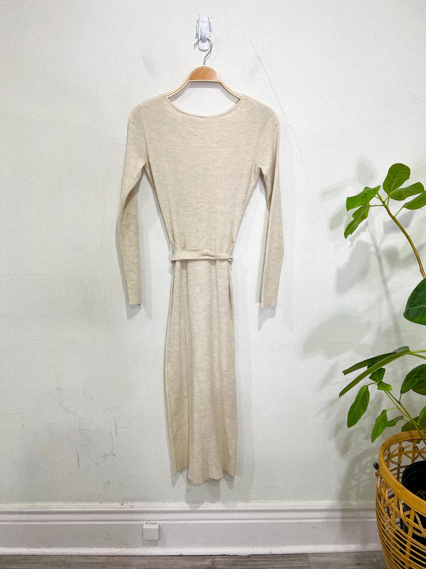 The Group Babaton Merino Wool "Henley Sweater Dress" in Heather Birch (Size M)