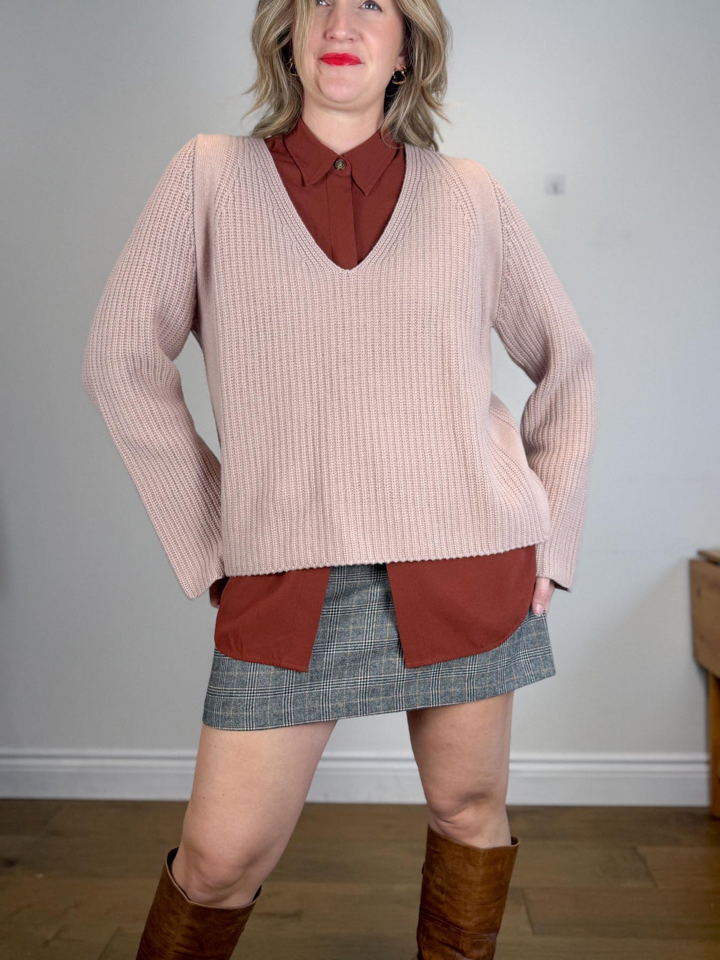 Hudson North Plaid Wool Mini Skirt (Size 14)