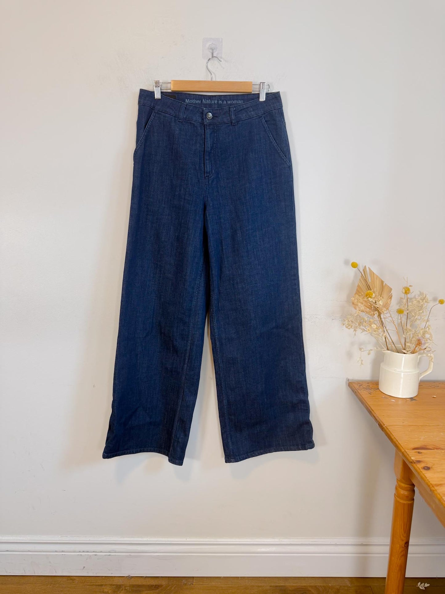 Sisley Organic Cotton Wide Leg Denim in Dark Wash (Size 31)
