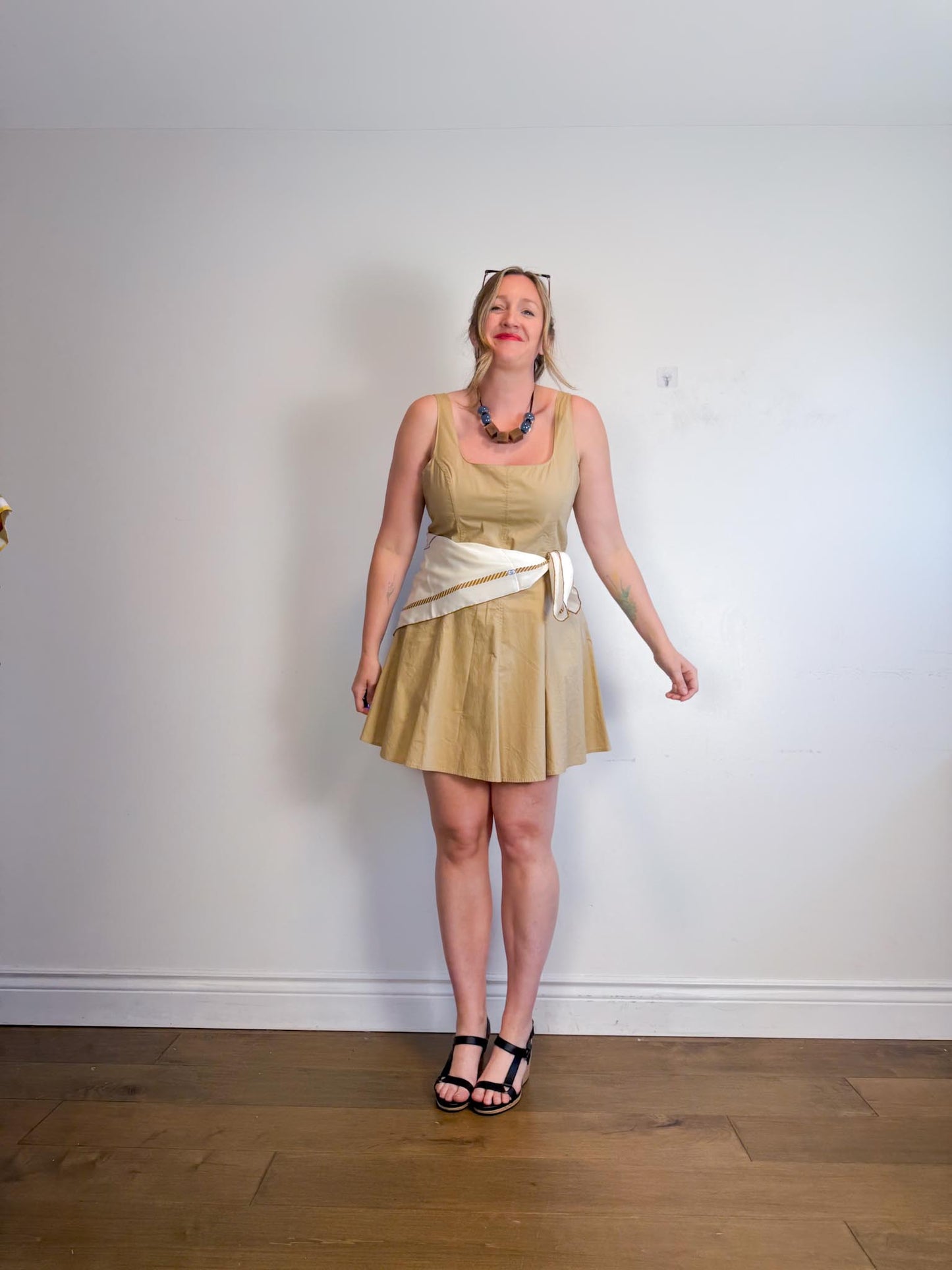 Gap Square Neck Line Mini Dress in Beige NWT (Size 12)