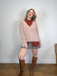 HELMUT LANG Designer Wool & Cashmere V-Neck Knit Sweater in Dusty Rose (Size L)