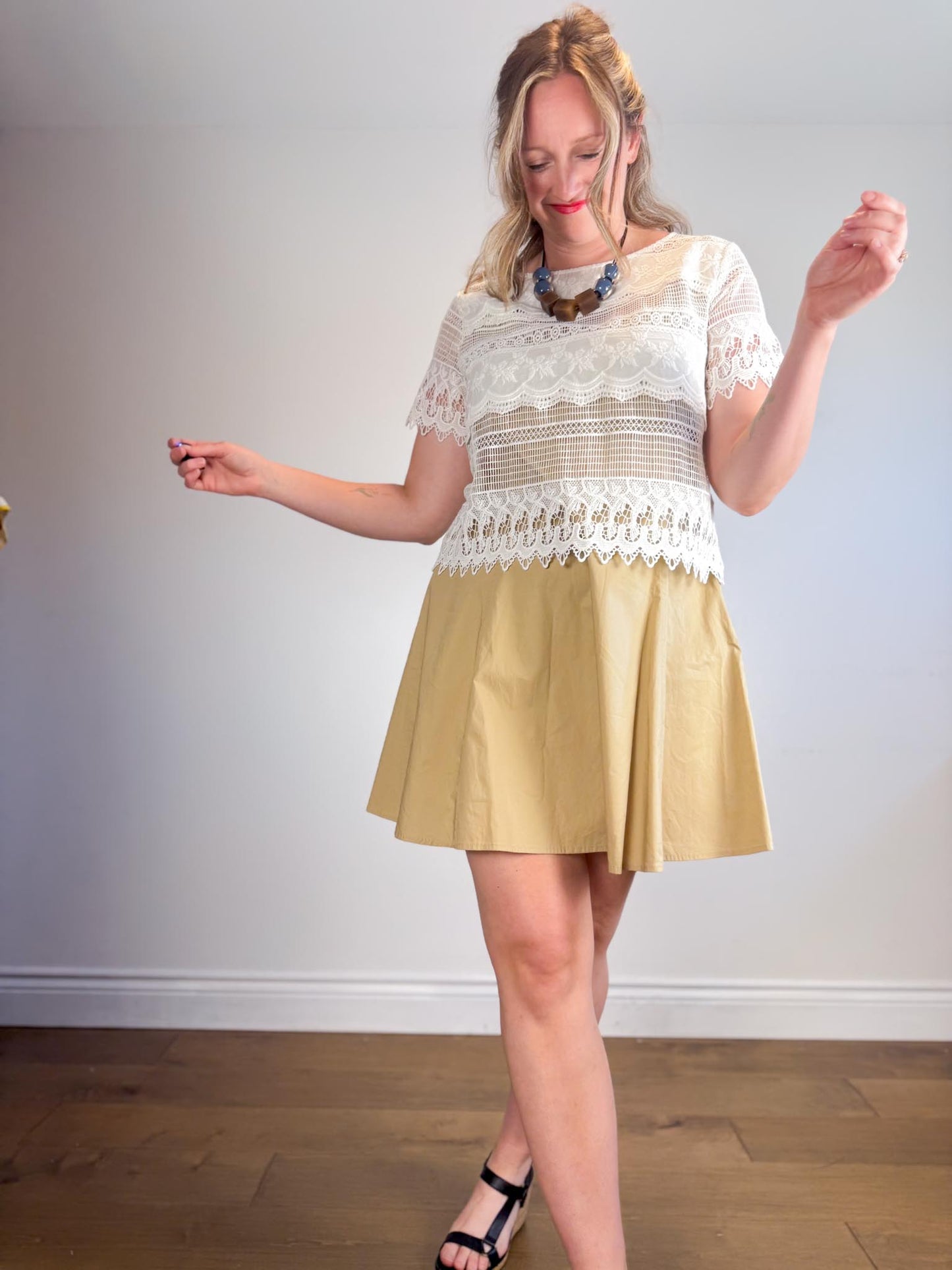 Gap Square Neck Line Mini Dress in Beige NWT (Size 12)