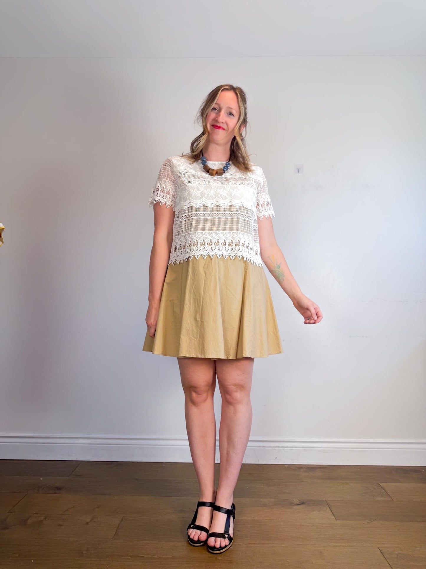 Gap Square Neck Line Mini Dress in Beige NWT (Size 12)