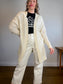 Wilfred Alpaca Long Crochet Knit Cardigan in Cream (Size L)