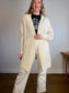 Wilfred Alpaca Long Crochet Knit Cardigan in Cream (Size L)
