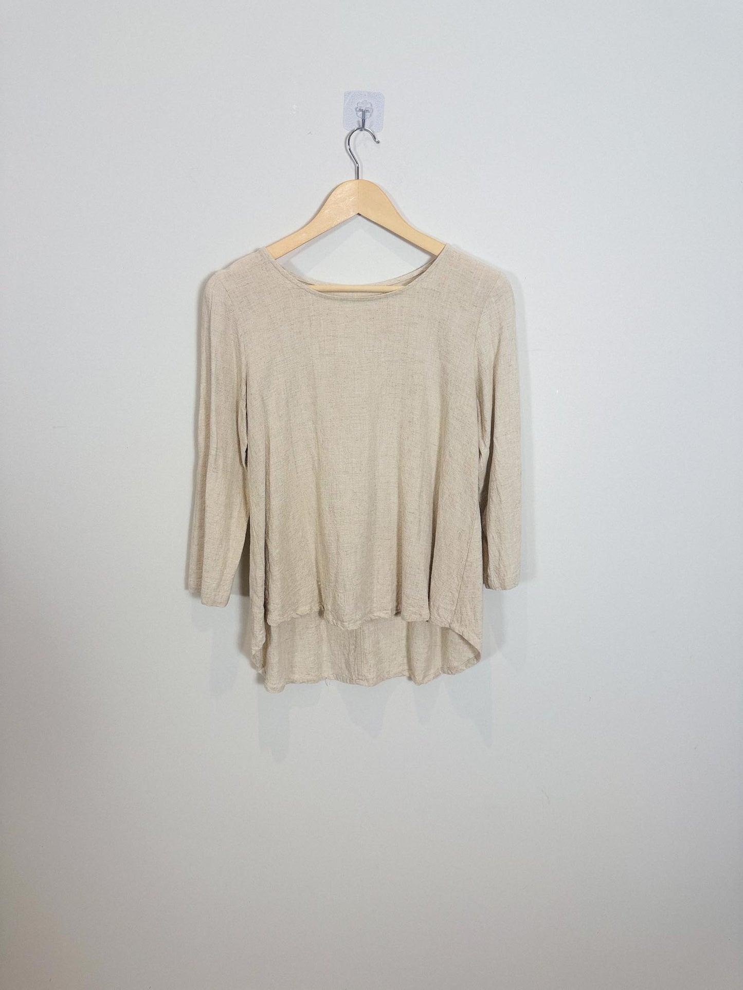 Amanda Moss Linen Blend Top in Oatmeal (Size S)