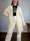 Wilfred Alpaca Long Crochet Knit Cardigan in Cream (Size L)