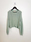 L'ENVERS Sustainable Knitwear "Organic Cotton Cropped Sweater in Mint Green" (Size L)