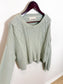 L'ENVERS Sustainable Knitwear "Organic Cotton Cropped Sweater in Mint Green" (Size L)