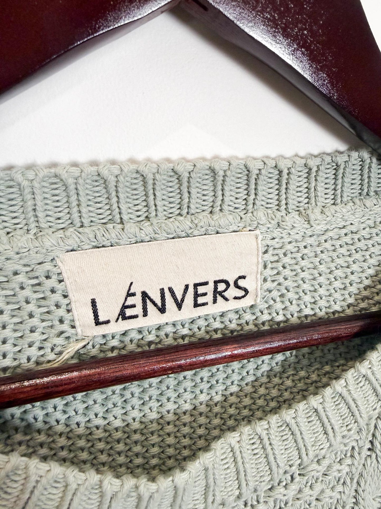 L'ENVERS Sustainable Knitwear "Organic Cotton Cropped Sweater in Mint Green" (Size L)