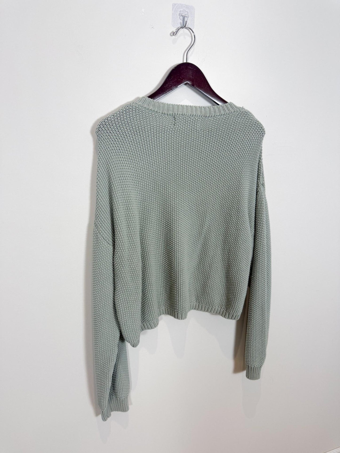 L'ENVERS Sustainable Knitwear "Organic Cotton Cropped Sweater in Mint Green" (Size L)