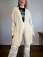 Wilfred Alpaca Long Crochet Knit Cardigan in Cream (Size L)