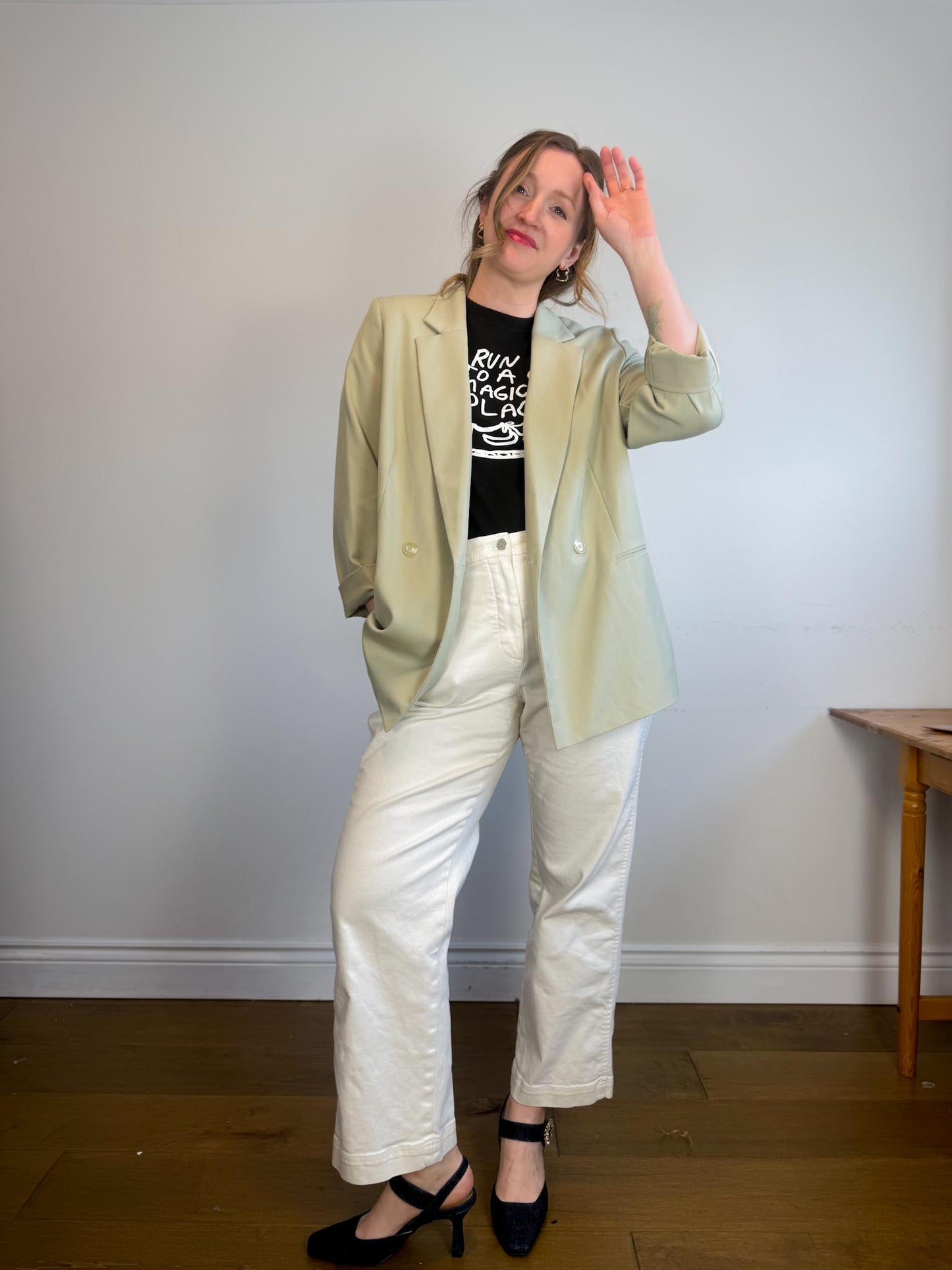 H&M Oversized Blazer in Light Grey Green NWT (Size L)