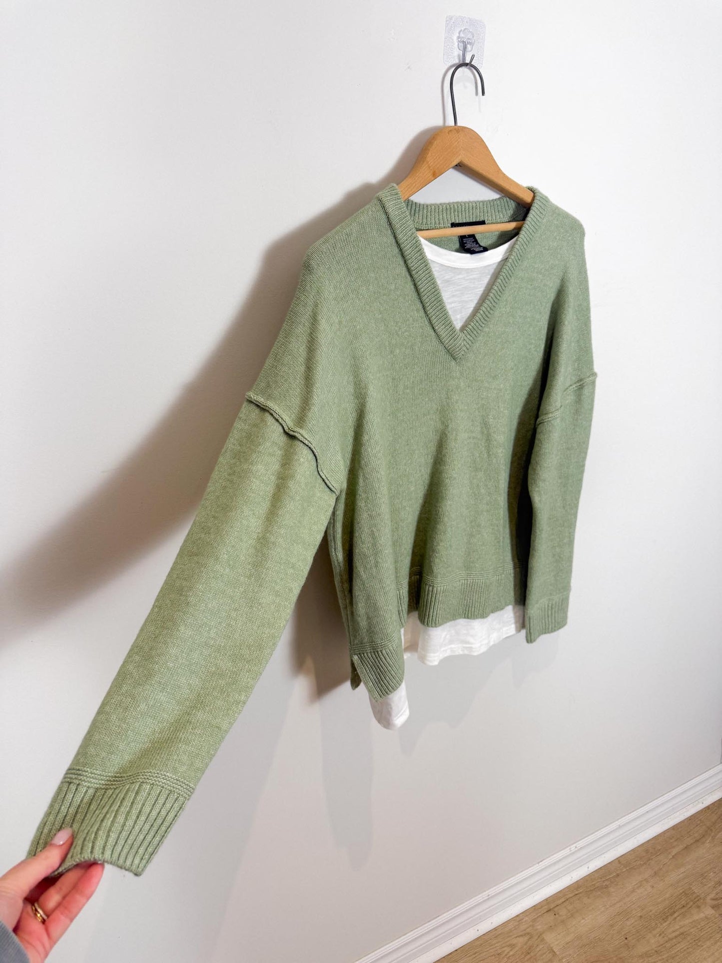 Anthropologie Design History Layered V-Neck Sweater (Size L)