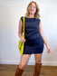 Atelier B Slow Fashion Linen Mini Dress in Navy (Size S/M)