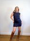 Atelier B Slow Fashion Linen Mini Dress in Navy (Size S/M)