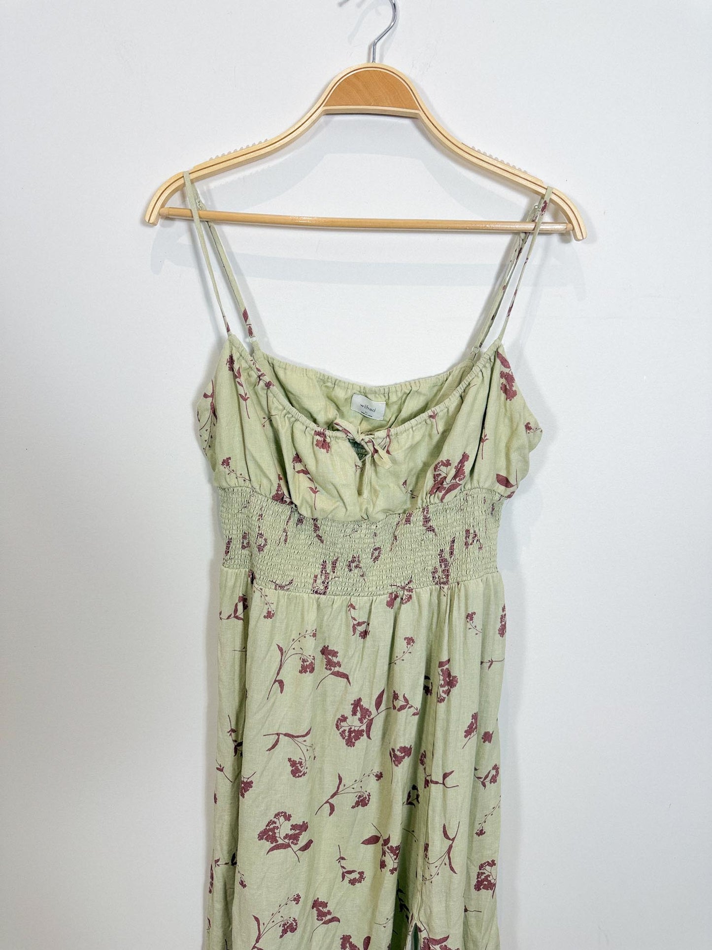 Wilfred "Genoa Linen Midi Dress in Sage Green Floral" (Size XL)