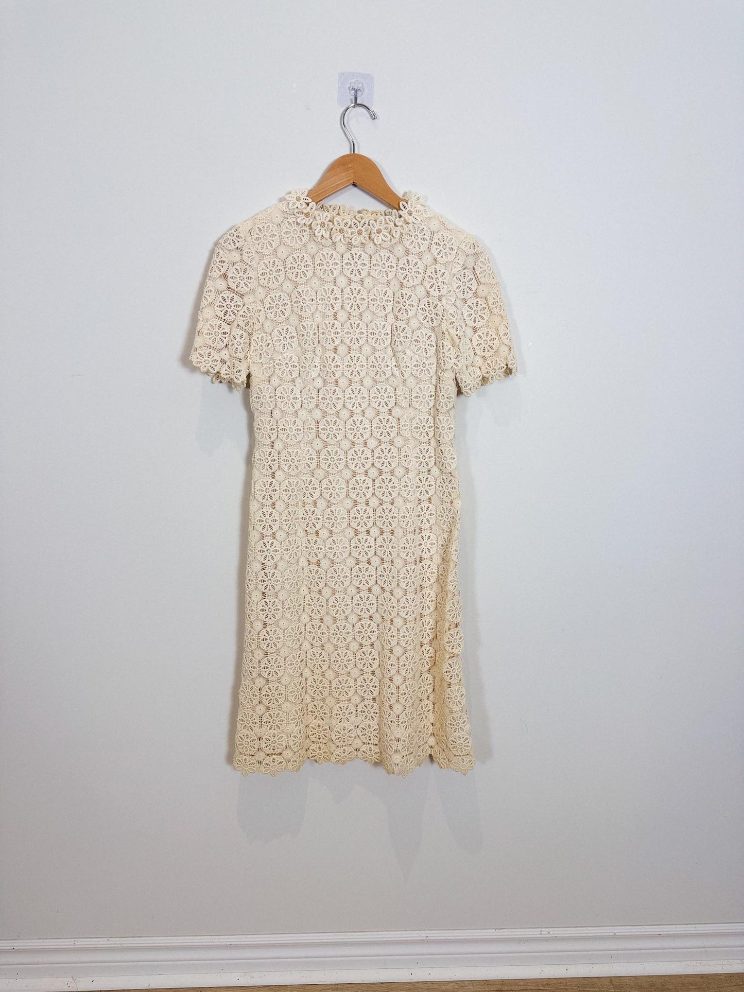 Vintage 1960s Crochet Lace Mini Dress SOLD AS IS (Size S)