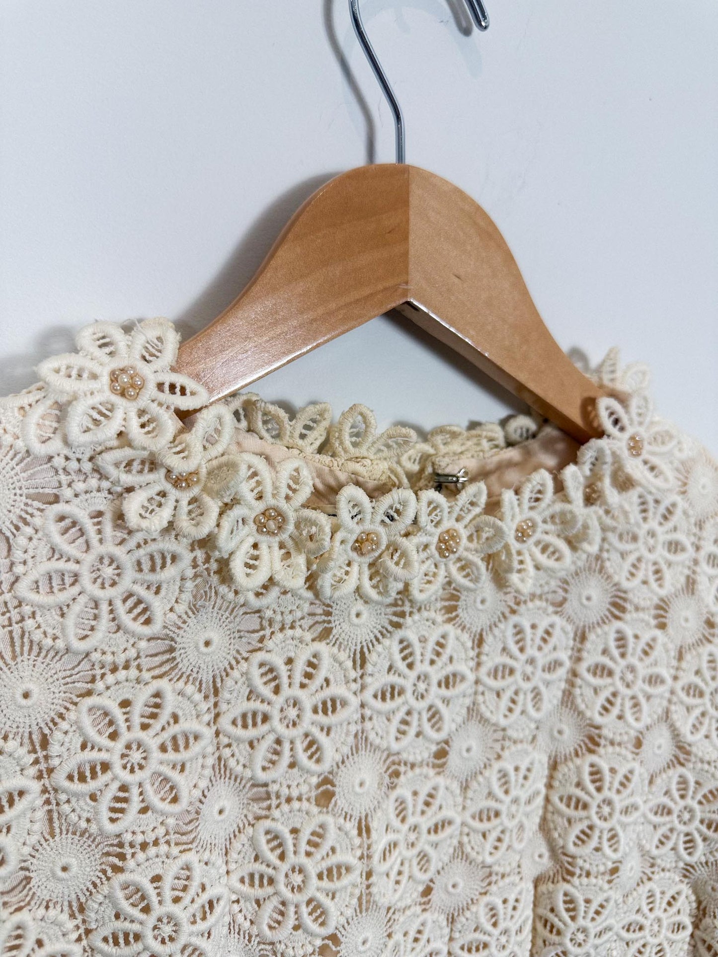 Vintage 1960s Crochet Lace Mini Dress SOLD AS IS (Size S)