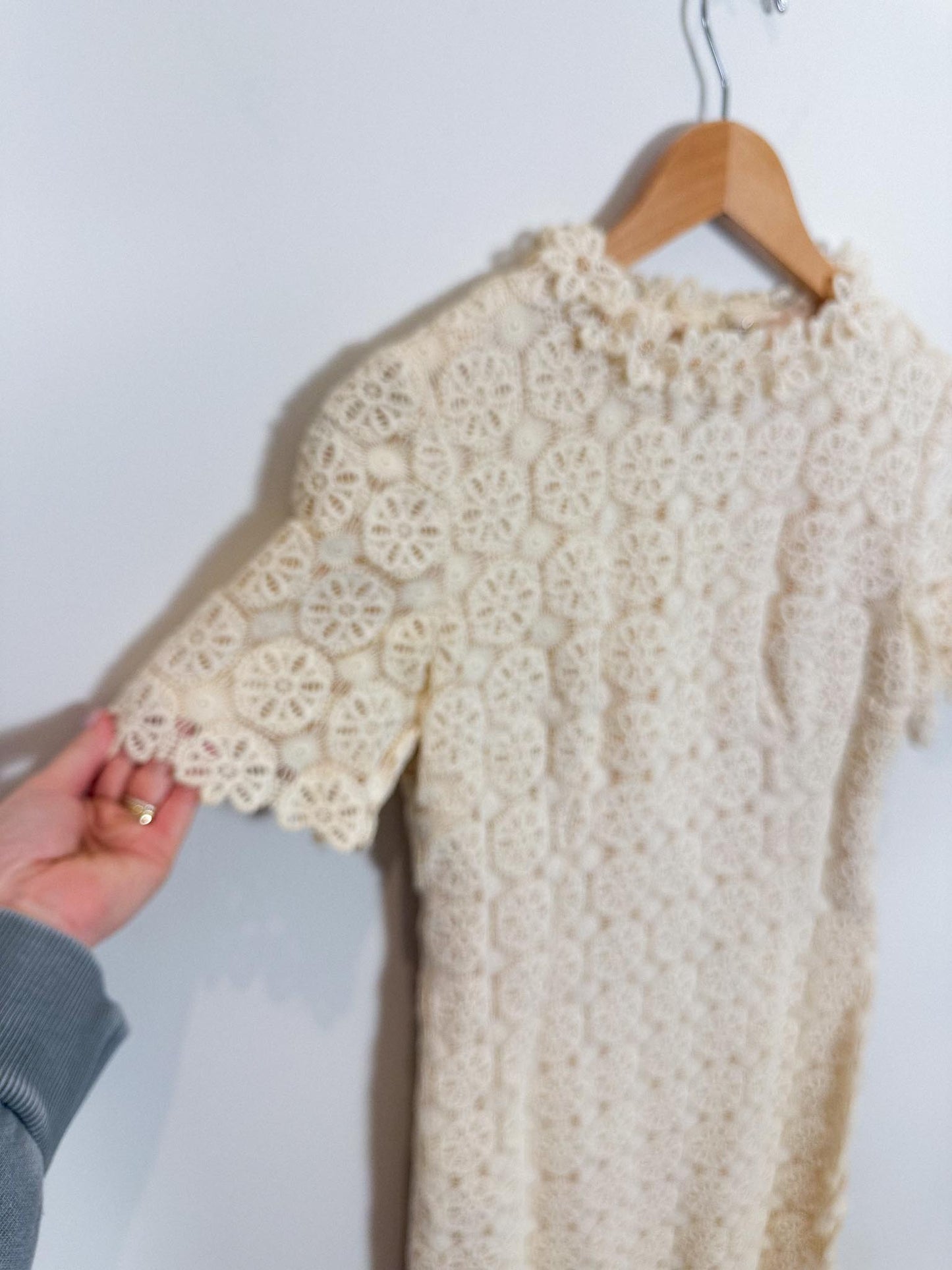Vintage 1960s Crochet Lace Mini Dress SOLD AS IS (Size S)