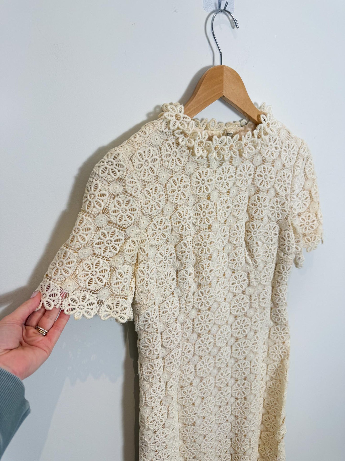 Vintage 1960s Crochet Lace Mini Dress SOLD AS IS (Size S)