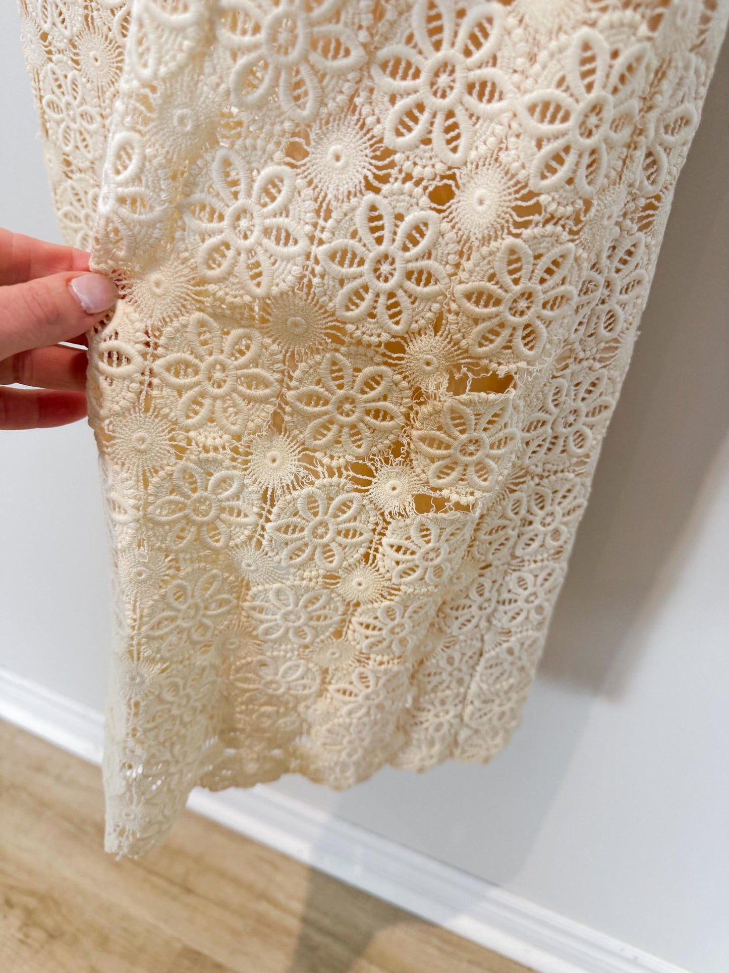 Vintage 1960s Crochet Lace Mini Dress SOLD AS IS (Size S)