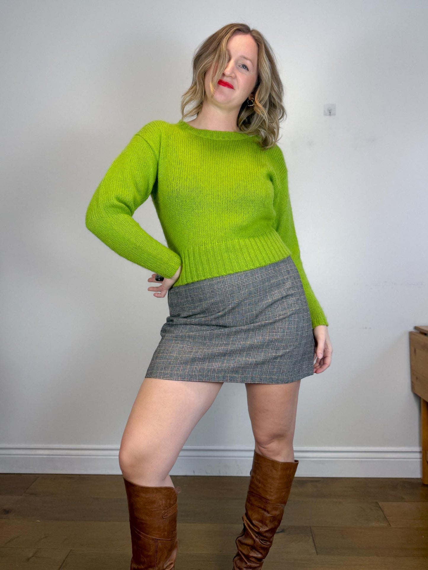 Hudson North Plaid Wool Mini Skirt (Size 14)