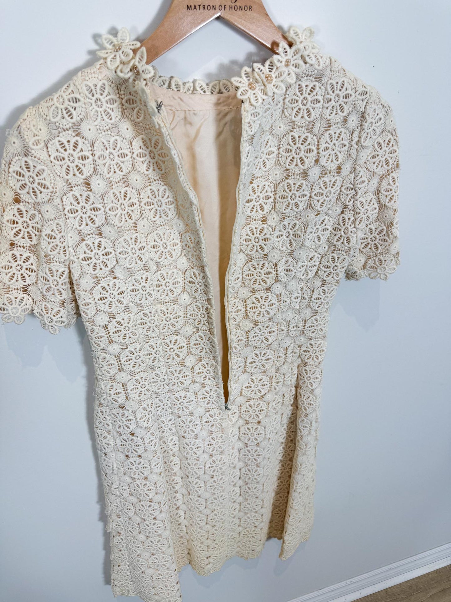 Vintage 1960s Crochet Lace Mini Dress SOLD AS IS (Size S)