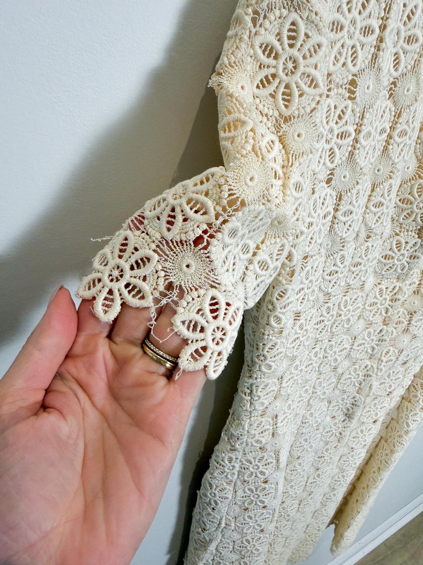 Vintage 1960s Crochet Lace Mini Dress SOLD AS IS (Size S)