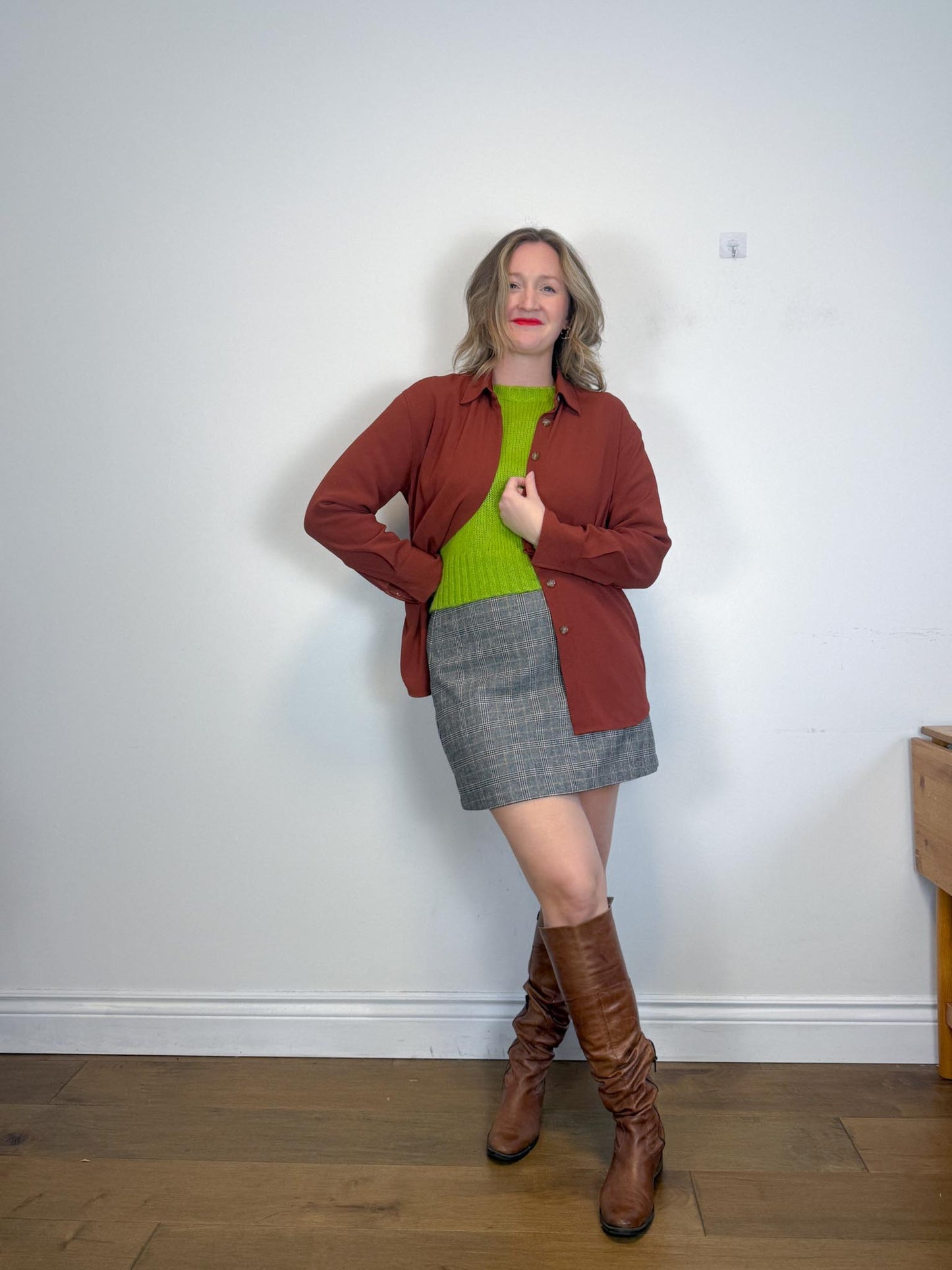 Hudson North Plaid Wool Mini Skirt (Size 14)