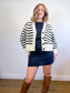 Sezane "Wilson Cardigan" in Ecru/Marine (Size S/M)