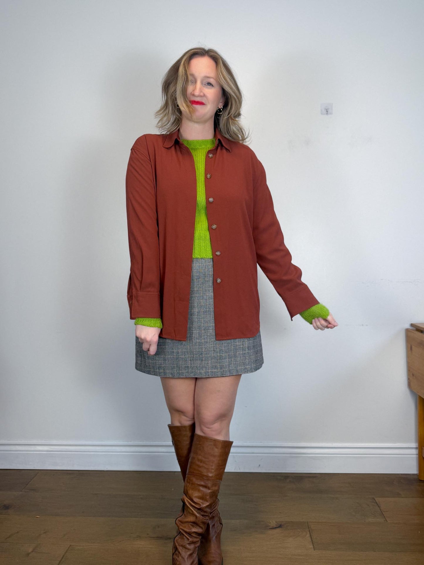 Hudson North Plaid Wool Mini Skirt (Size 14)