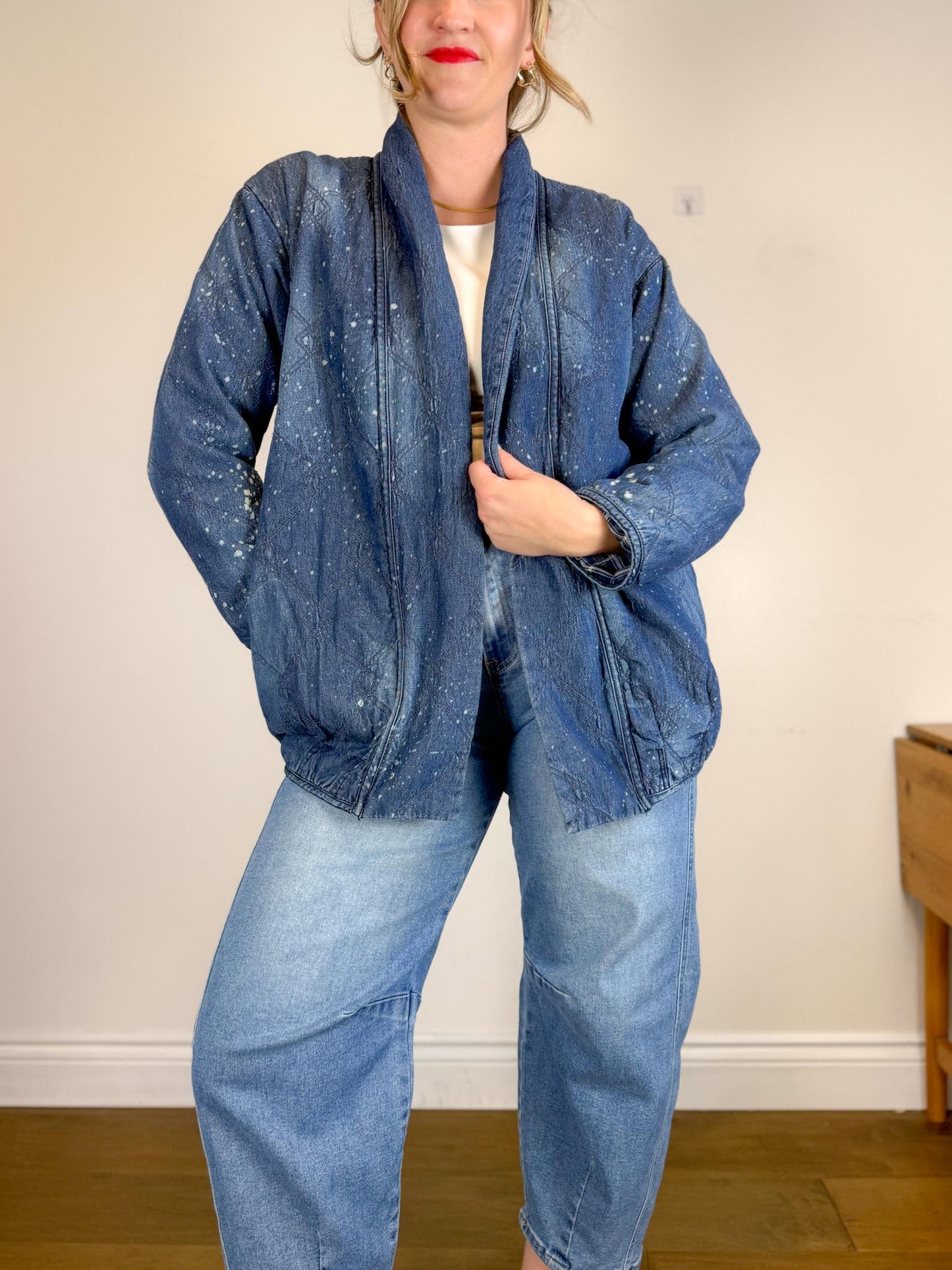 Anthropologie "Pilcro Quilted Denim Kimono Jacket" (Size S/M)