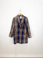 ICHI Plaid Coat in Navy/Brown (Size M/L)