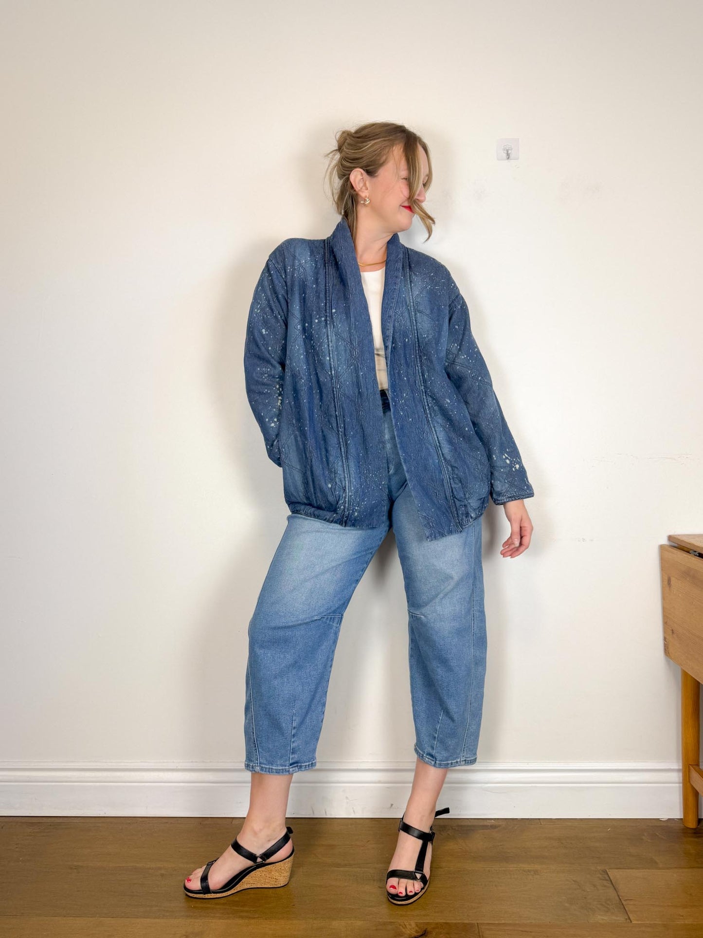 Anthropologie "Pilcro Quilted Denim Kimono Jacket" (Size S/M)