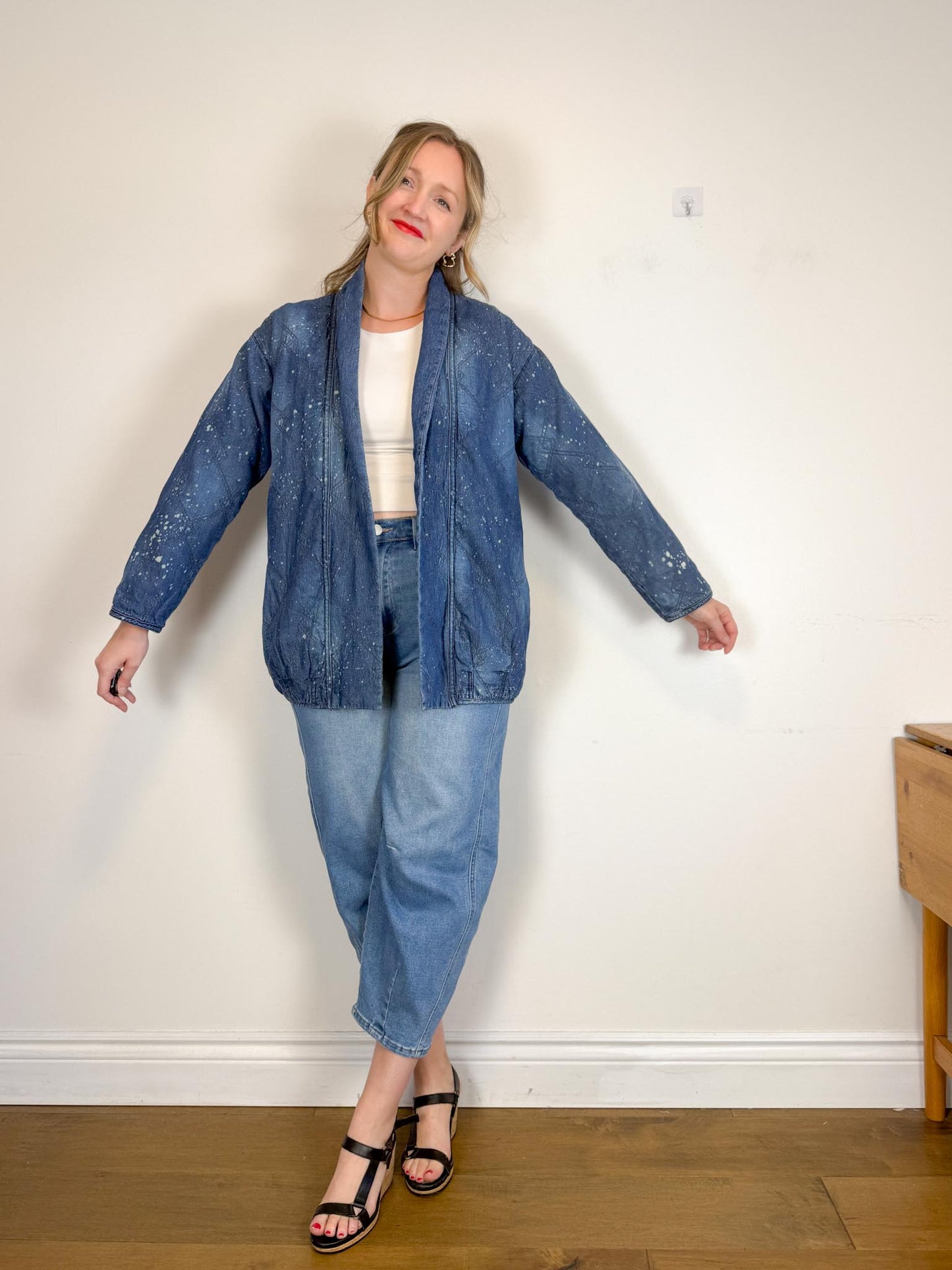 Anthropologie "Pilcro Quilted Denim Kimono Jacket" (Size S/M)