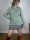 Sezane OCTOBRE Editions Fuzzy Collared Knit in Sea Green (Size L)