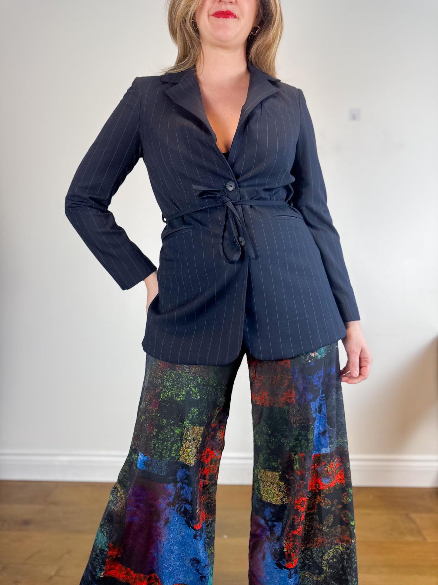 ALOHAS "Geri Pinstripe Blazer in Navy" (Size XS-M)