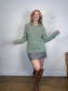 Sezane OCTOBRE Editions Fuzzy Collared Knit in Sea Green (Size L)
