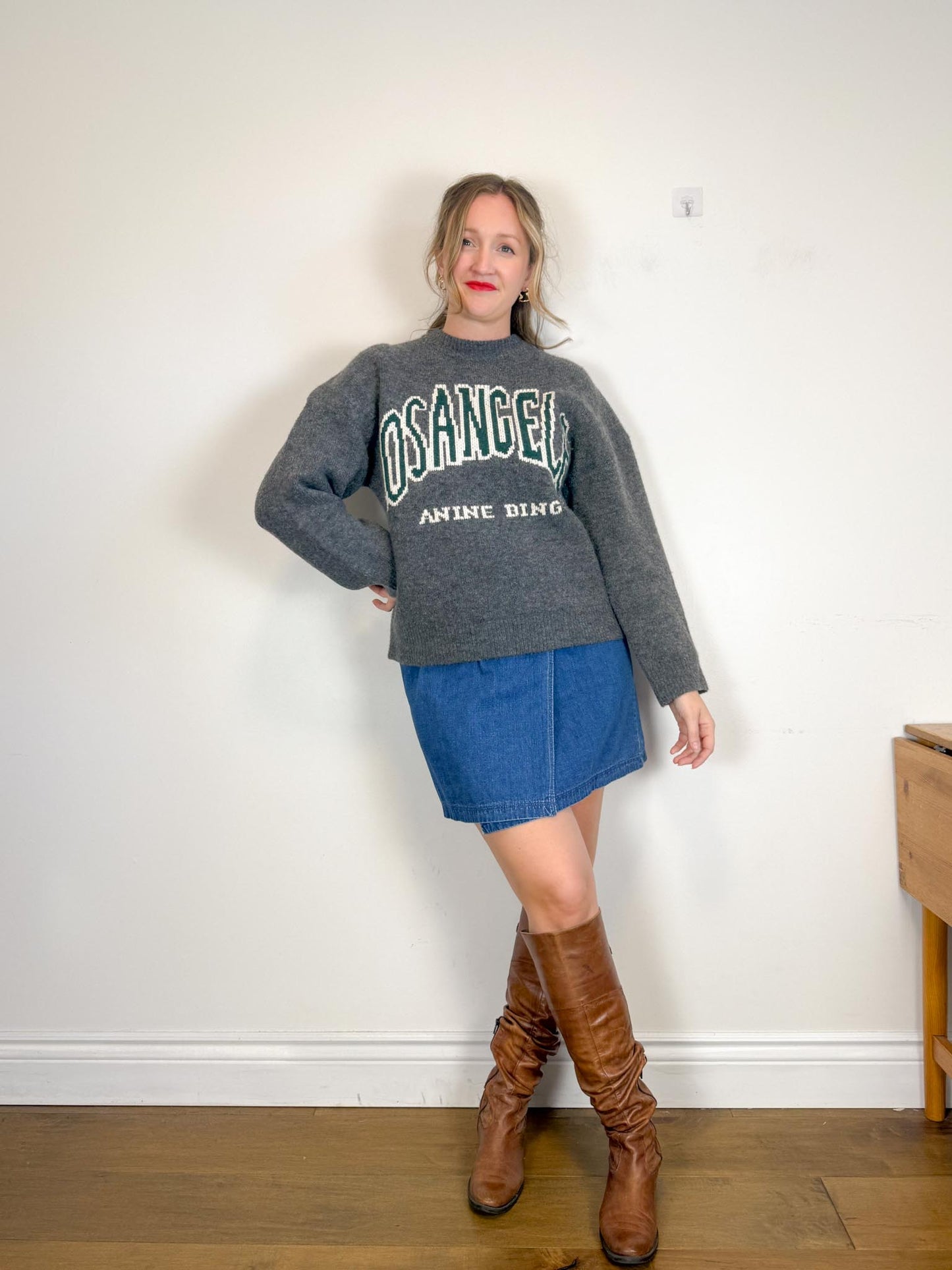 Los Angeles Knit Crewneck in Grey SOLD AS IS  (Size L)