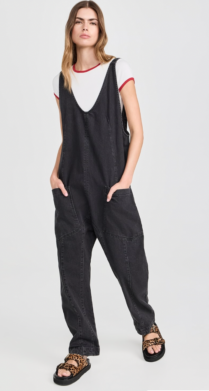 Free People "High Roller Jumpsuit in Black Denim (Size S/M)