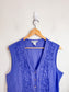 Vintage Perwinkle Embroidered Long Vest (Size L)